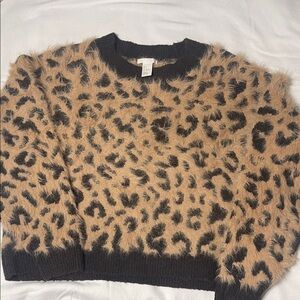 H&M Black and Tan Animal Print Sweater
